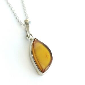 New genuine Butterscotch pendant necklace in Sterling Silver